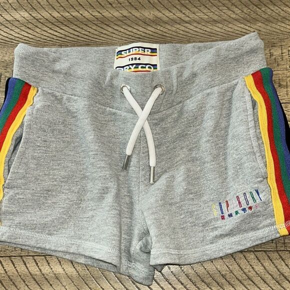 Rainbow 🌈 5Stripe Vintage Superdry Super Cool 🆒 shorts 🩳 2 Pockets drawstring 🌈 - Picture 1 of 17